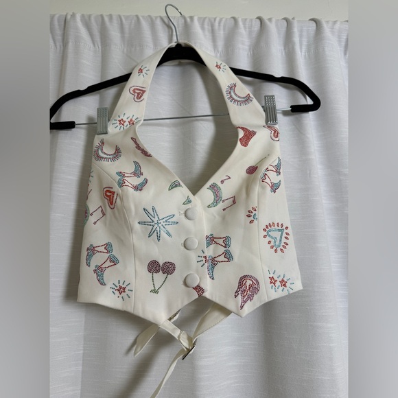 Nasty Gal Rhinestone Western Vest & Shorts Festival Stagecoach Outfit | Size 2 - Picture 8 of 17